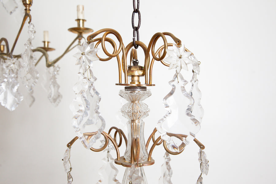 Pair of Gilt Bronze and Glass Chandeliers