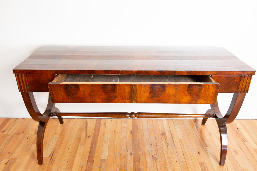 Walnut Veneered 1-Drawer Console Table