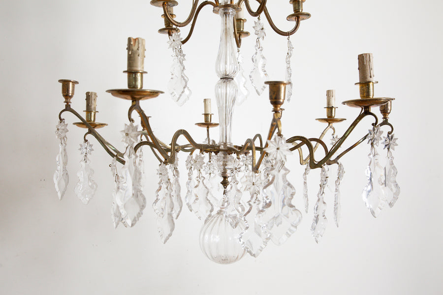 Pair of Gilt Bronze and Glass Chandeliers