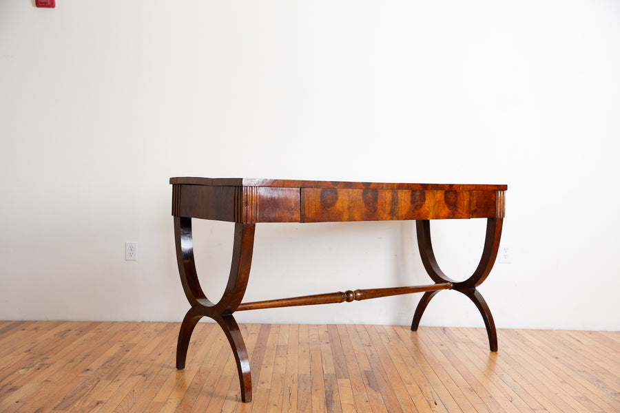 Walnut Veneered 1-Drawer Console Table