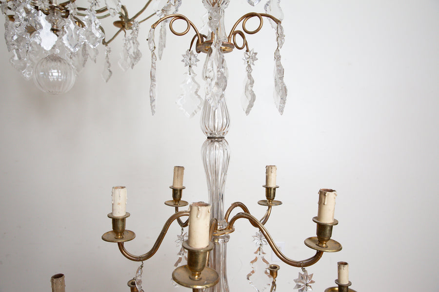 Pair of Gilt Bronze and Glass Chandeliers