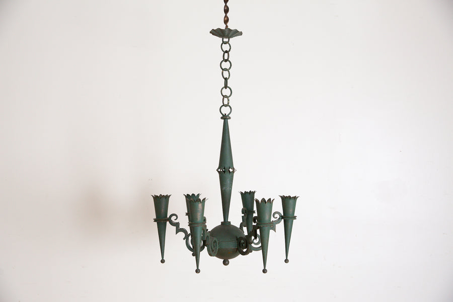 Painted Iron and Metal 6-Light Chandelier