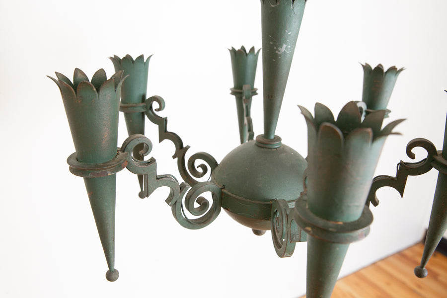 Painted Iron and Metal 6-Light Chandelier