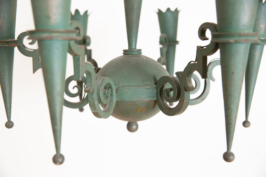 Painted Iron and Metal 6-Light Chandelier