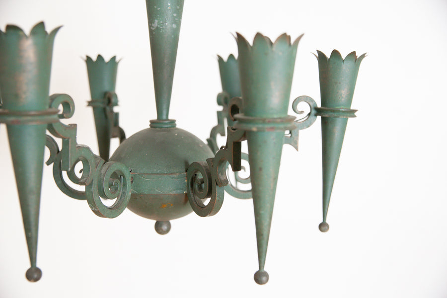 Painted Iron and Metal 6-Light Chandelier