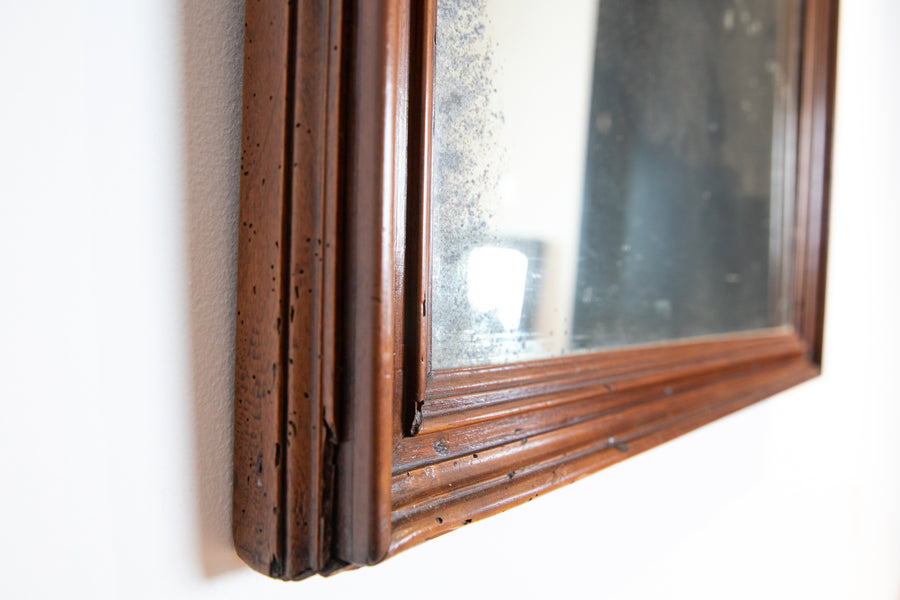 Shaped Walnut Mirror