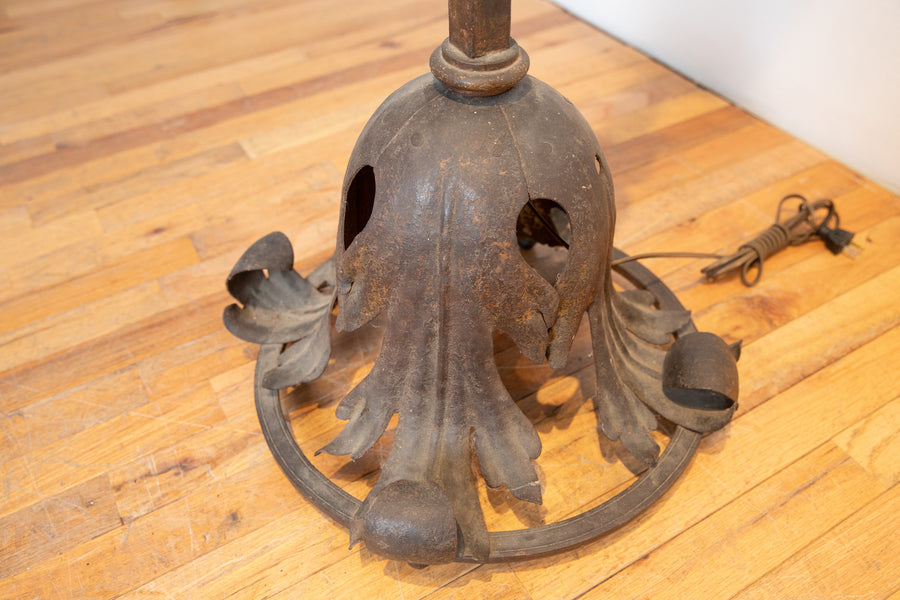Wrought Iron and Gilt Metal Floor Lamp