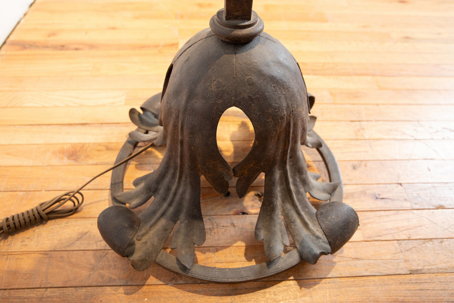 Wrought Iron and Gilt Metal Floor Lamp
