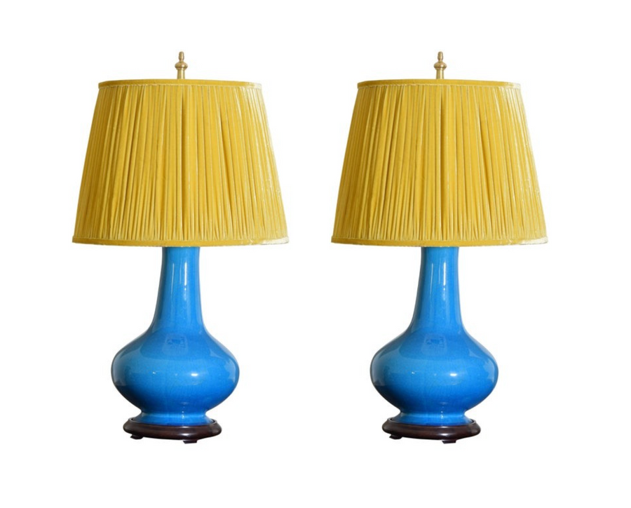 Pair of Cerulean Blue Lamps