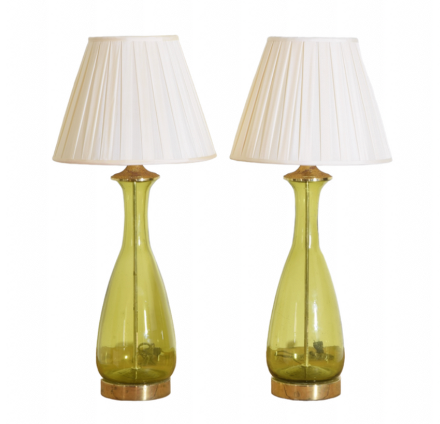 Pair of Chartreuse Lamps