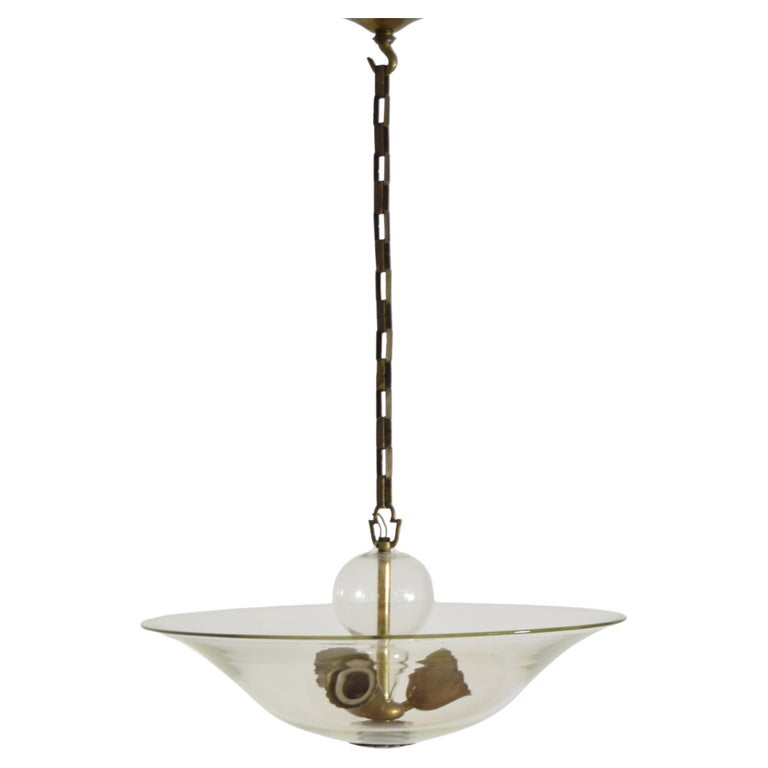 Glass and Brass 3-Light Chandelier