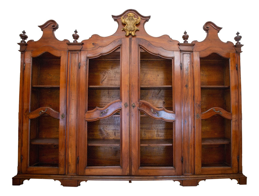 Walnut, Poplar, and Fir Wood 4-Door Libreria