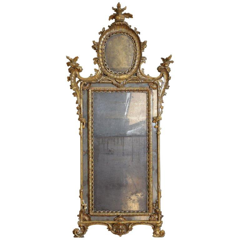 Large Carved Wood and Mecca Wall Mirror