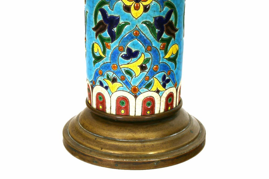 Glazed Pottery Vase by Longwy Mounted on a Bronze Base