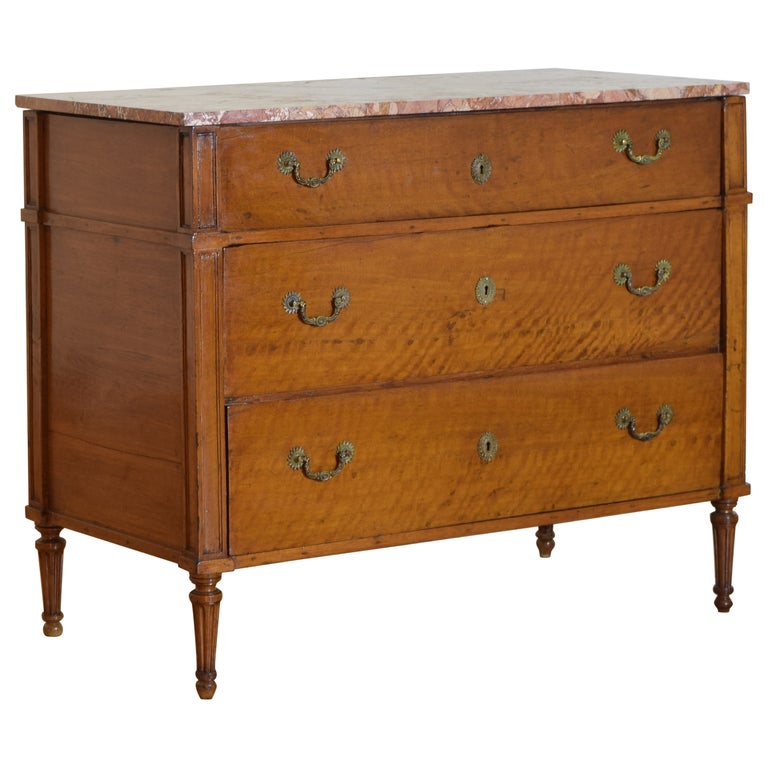 Light Walnut and Marble-Top Commode