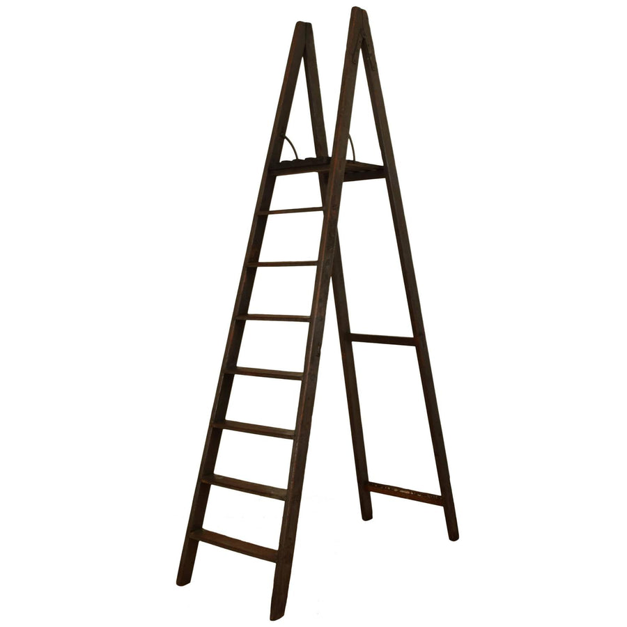 Painted Pinewood Tall Ladder with Tray Shelf