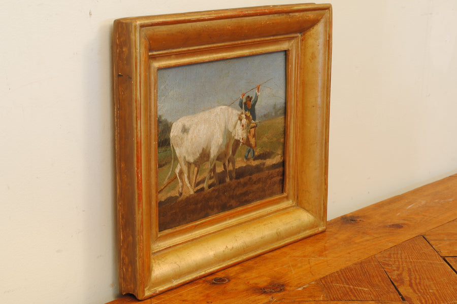 Oil on Artist Board Painting in Period Giltwood Frame