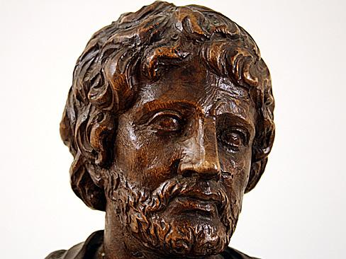 Carved Walnut Bust of Roman