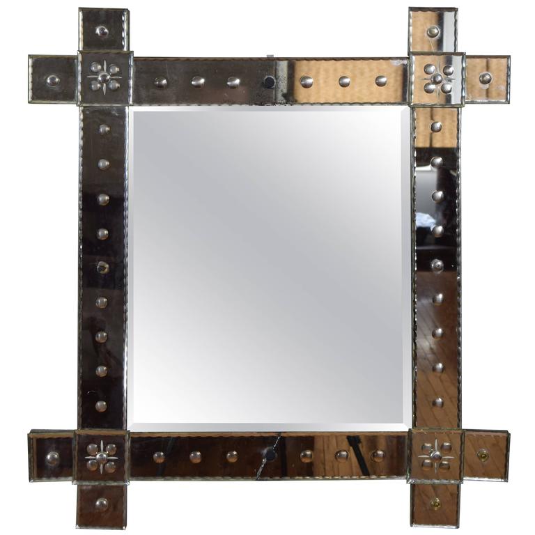 Etched Glass Wall Mirror