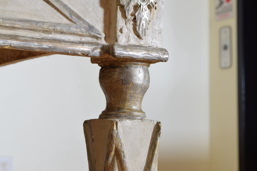 Pair of Silver Gilt and Mecca Marble-Top Consoles