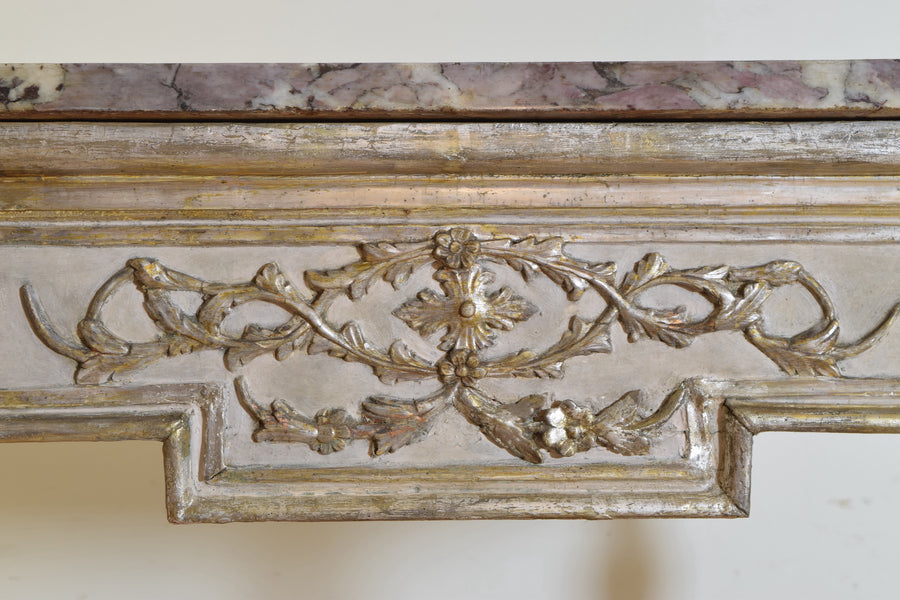 Pair of Silver Gilt and Mecca Marble-Top Consoles
