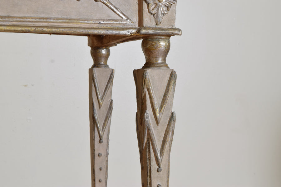 Pair of Silver Gilt and Mecca Marble-Top Consoles