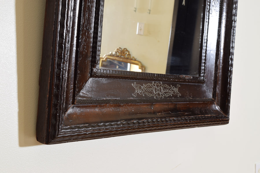 Ebonized and Pewter Inlaid Wall Mirror