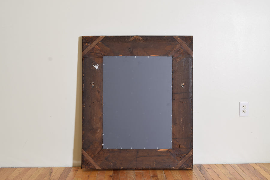 Ebonized and Pewter Inlaid Wall Mirror