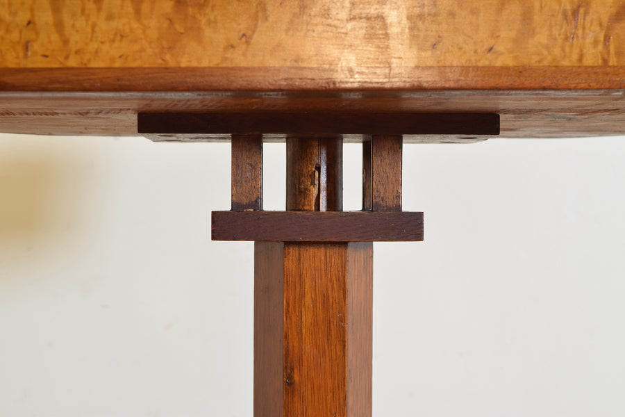 Galleried Swivel Work Table in Maple and Walnut