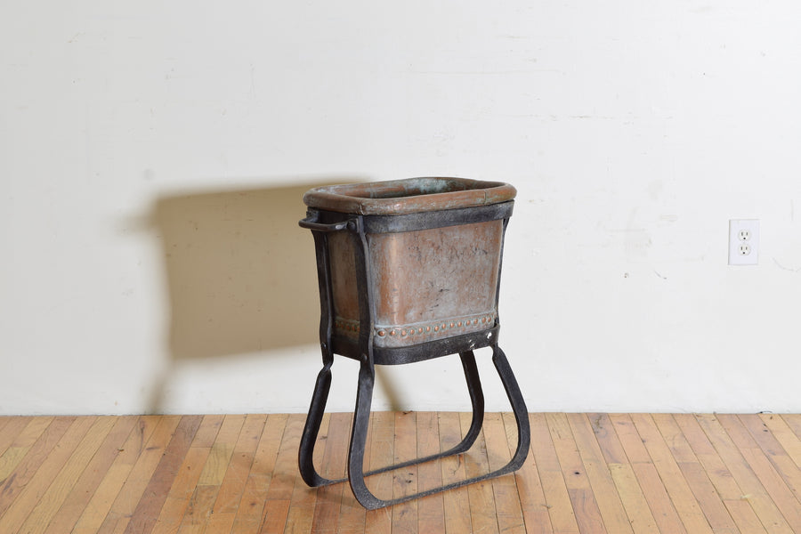 Copper and Iron Marmalade Pot on Stand
