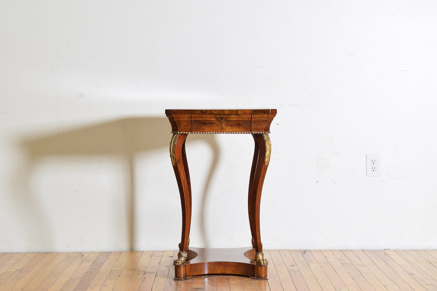Walnut and Giltwood 1-Drawer Table