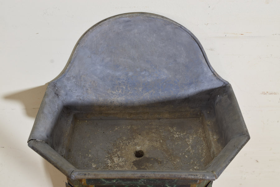 Zinc Faux Marble Painted Lavabo and Basin
