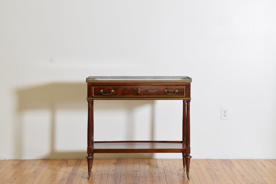 Mahogany, Marble-Top, and Brass Console Table