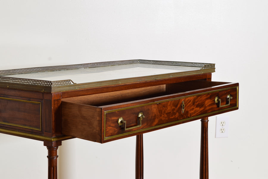 Mahogany, Marble-Top, and Brass Console Table