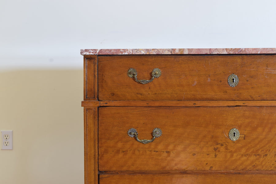 Light Walnut and Marble-Top Commode