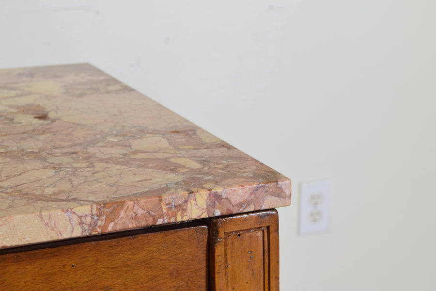Light Walnut and Marble-Top Commode
