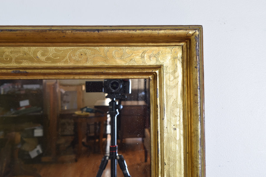 Shaped and Stencil Gilt Mirror