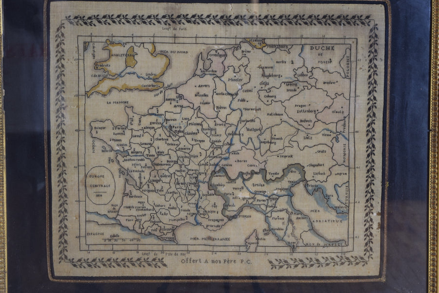 Needlepoint Map, Europe Centrale 1838