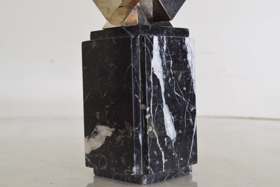 Abstract Sculpture of Marble and Silver Plate