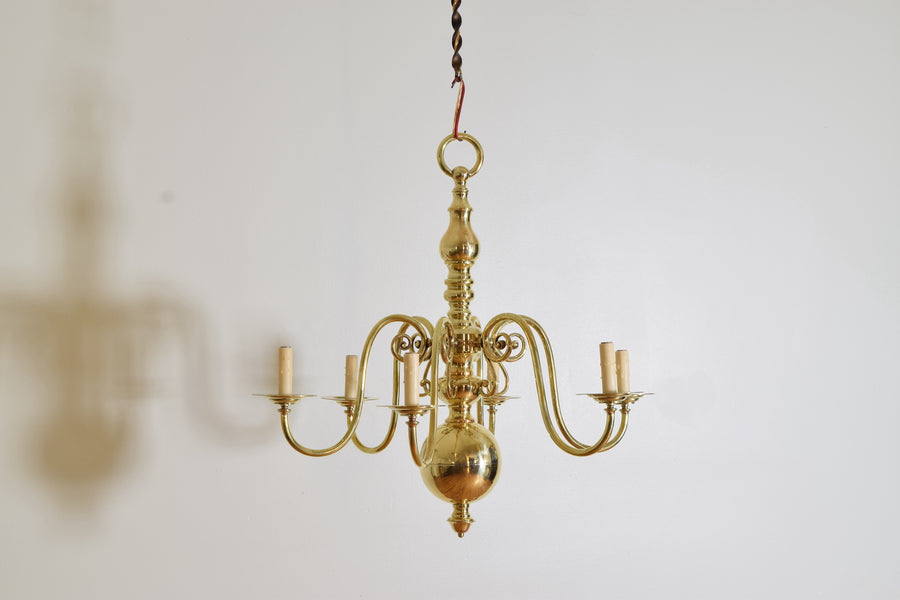 Classic flemish chandelier, 12+6+3 lamps, Shiny Brass finish, with