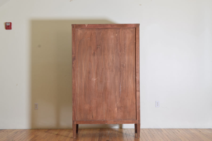 Walnut and Inlaid Glass Door Armoire