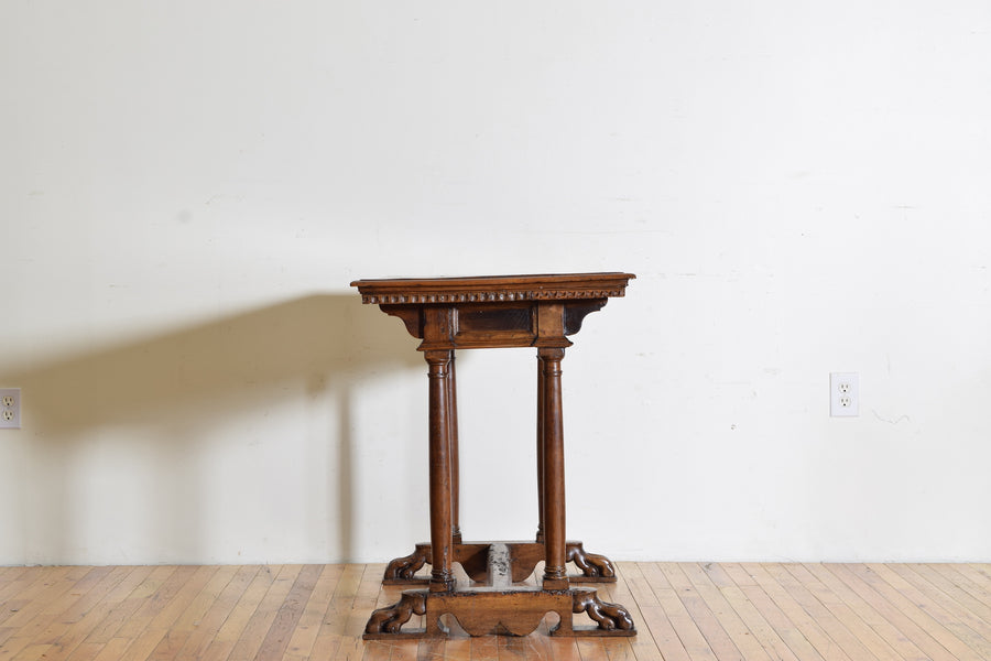 Carved Walnut 1-Drawer Table