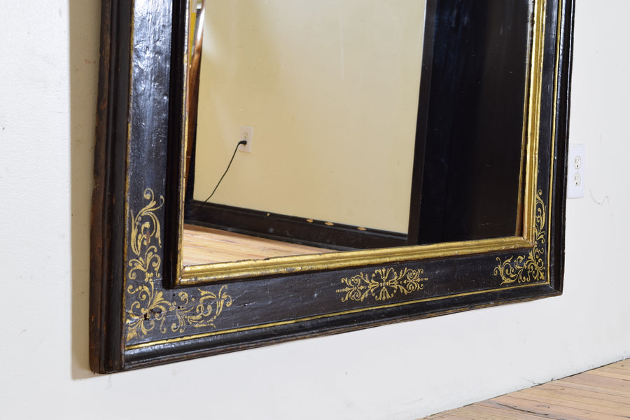 Ebonized and Gilt Painted Mirror