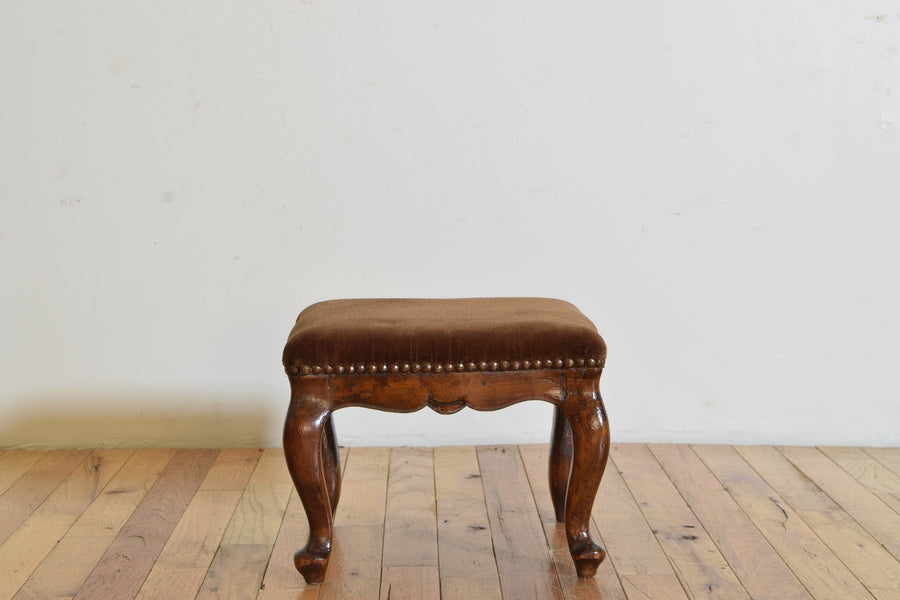 Walnut and Upholstered Footstool