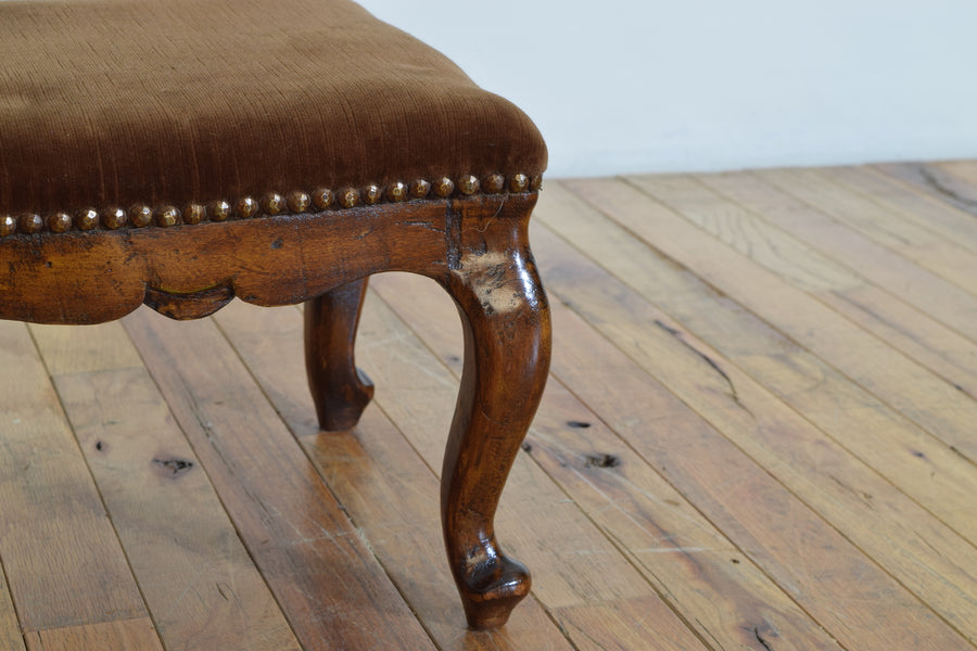Walnut and Upholstered Footstool