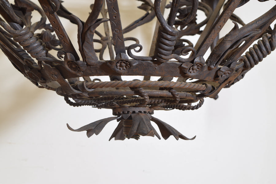 Large Wrought Iron 12-Light Chandelier
