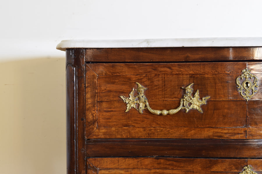 Walnut and Inlaid Marble Top Commode