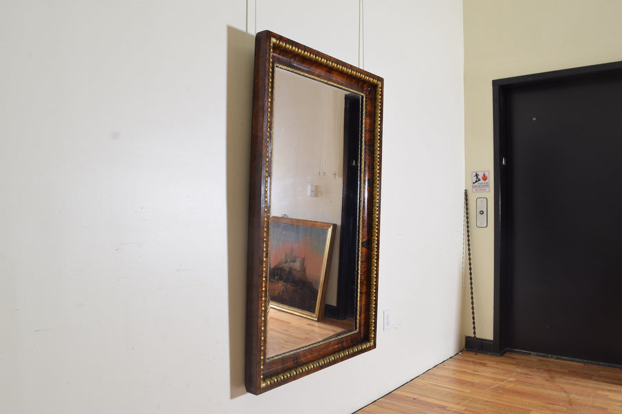 Veneered Walnut and Giltwood Mirror