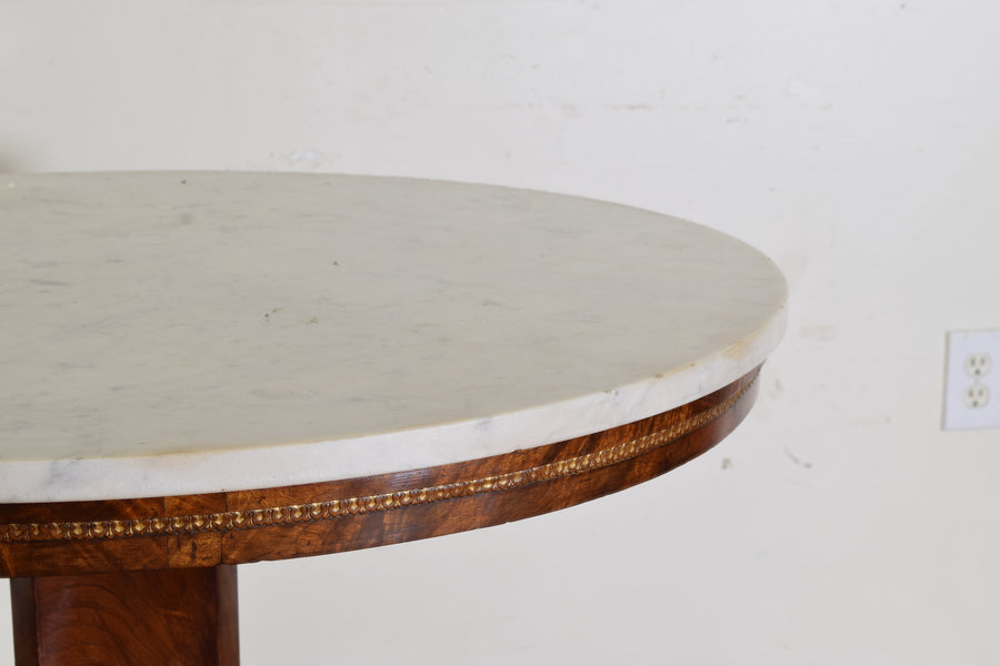 Walnut, Giltwood, Ebonized, and Marble-Top Center Table