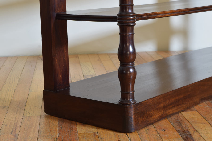 Pair of Mahogany 1-Drawer Etagere Consoles